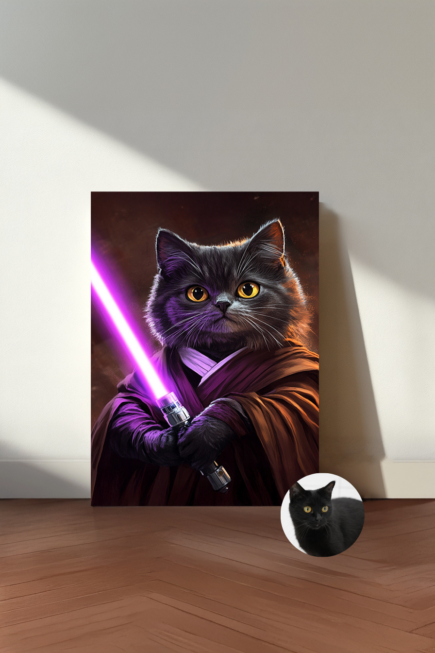 Custom Star Paws Pet Portrait – Personalized Galactic Cat & Dog Wall Art