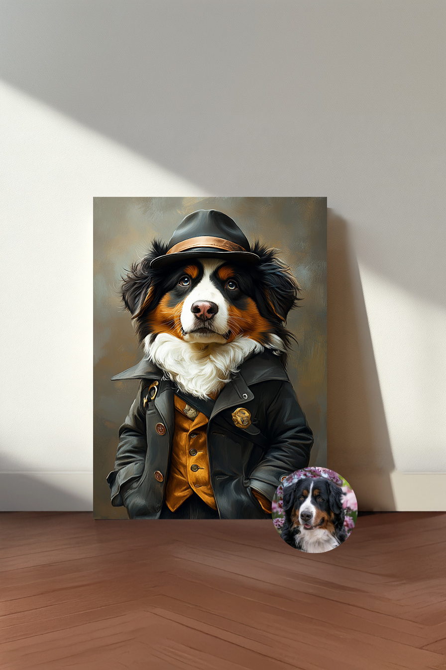 Custom Sherlock Paws Pet Portrait – Personalized Detective Cat & Dog Wall Art