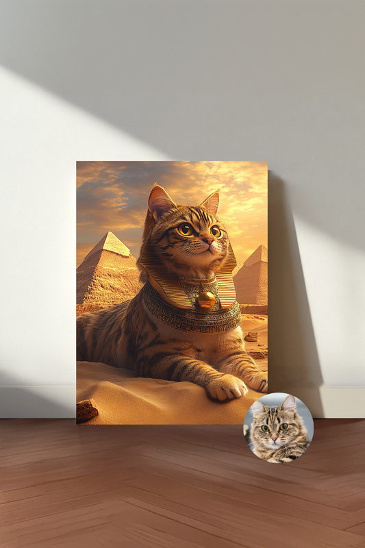 Custom Sphinx of Giza Pet Portrait – Personalized Cat & Dog Art Featuring Your Pet as an Egyptian Icon