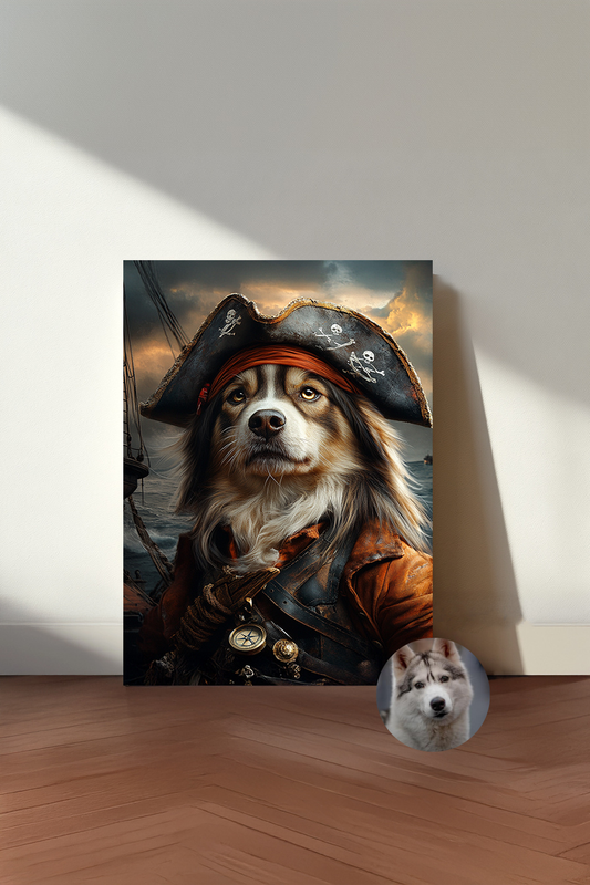 Custom Pirate Paws Pet Portrait – Personalized “Paw-rates of the Caribbean” Cat & Dog Wall Art