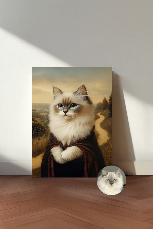 Custom Mona Paws Pet Portrait – Personalized “Mona Lisa” Inspired Cat & Dog Wall Art